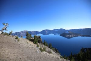 September and October at Crater Lake in Oregon in an Adventure van