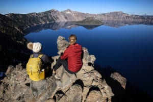 September and October at Crater Lake in Oregon in a sportsmobile van