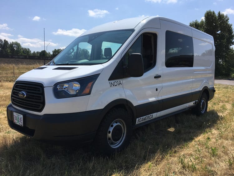 Exterior of the new Ford Transit Campervan conversion with full kitchen and sofa bed