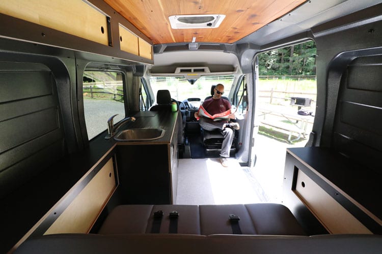 Inside the new Ford Transit Campervan conversion with kitchen