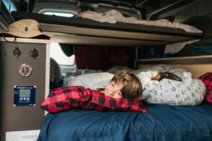 Sleeping in a campervan rental on an Oregon road trip with the family