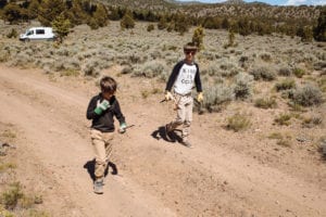 Roamerica converted campervan Ford Transit in Oregon High Desert road trip and rock hunting