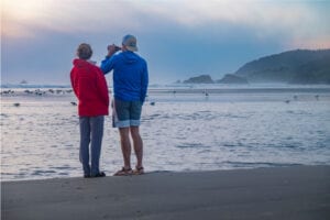 Having a beer on the beach in Pacific City