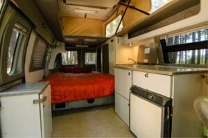 Interior layout of Ford E-Series 4x4 Econoline Sportsmobile EB50 Layout Campervan conversion for sale