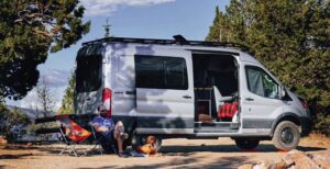 Setting up camp in a 4x4 campervan